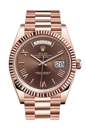 ROLEX Day-date 40 President Chocolate Roman Dial 18k Rose Gold Men's Watch 228235