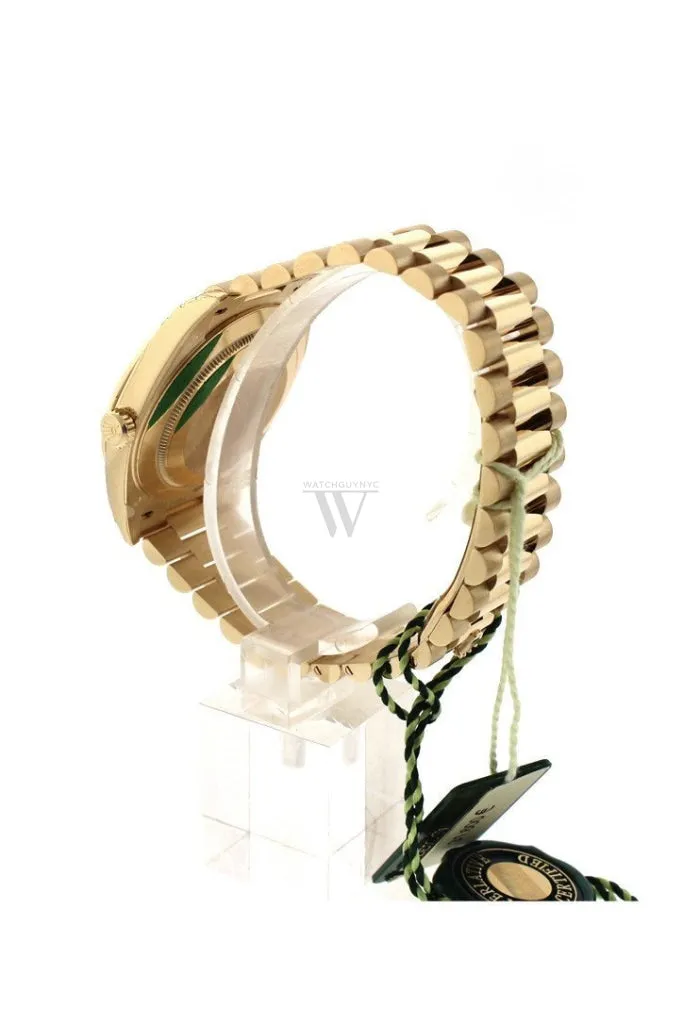 ROLEX Day-Date 40 Silver Diagonal Motif Dial 18K Yellow Gold President Men's Watch 228238 DC