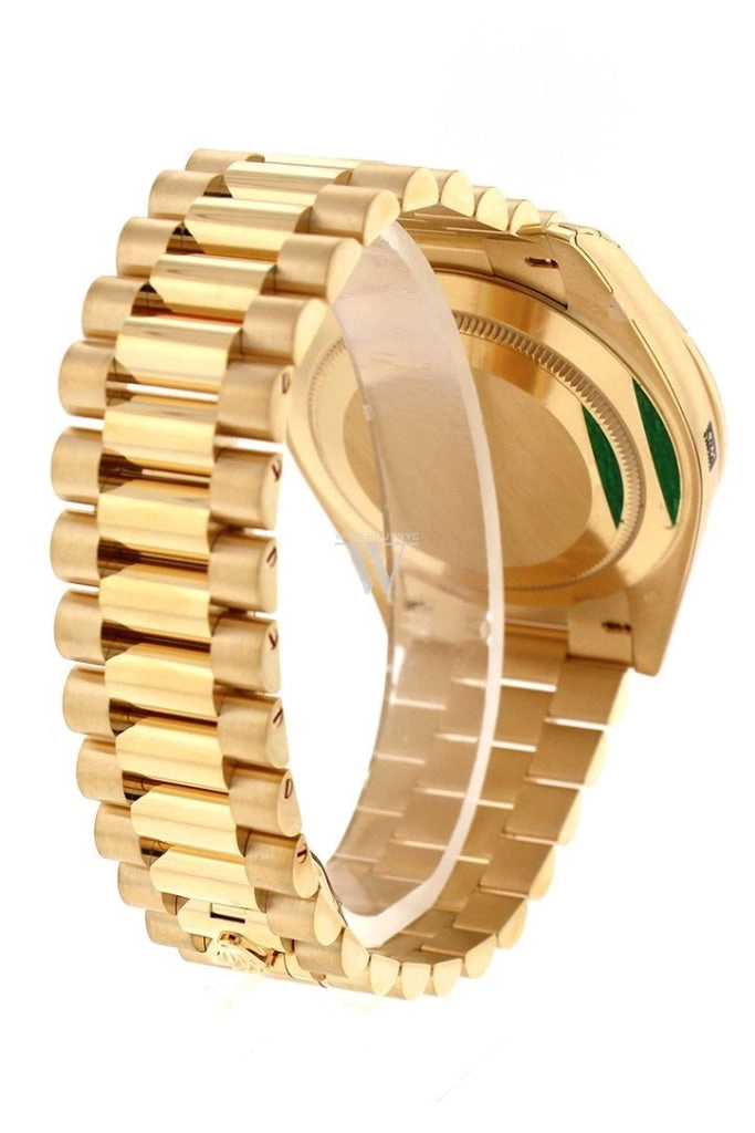 Rolex Day-Date 40 Silver Motif Dial 40 Baguette Diamond Bezel 18K Yellow Gold President Automatic Men's Watch 228398TBR  228398