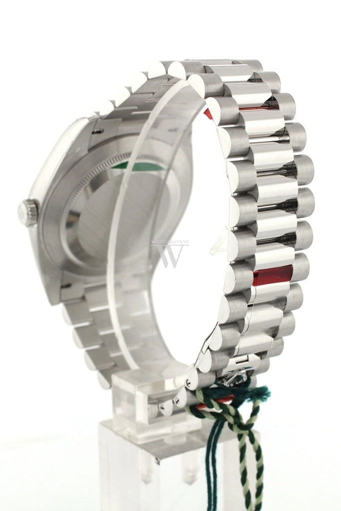 Rolex Day-Date 40 Silver Stripe Motif Dial Dome Bezel Platinum President Automatic Men's Watch 228206 DC