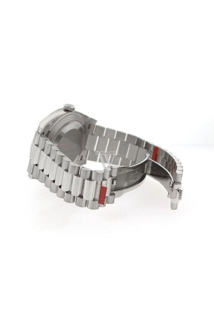 Rolex Day-Date 40 Silver Stripe Motif Dial Dome Bezel Platinum President Automatic Men's Watch 228206 DC