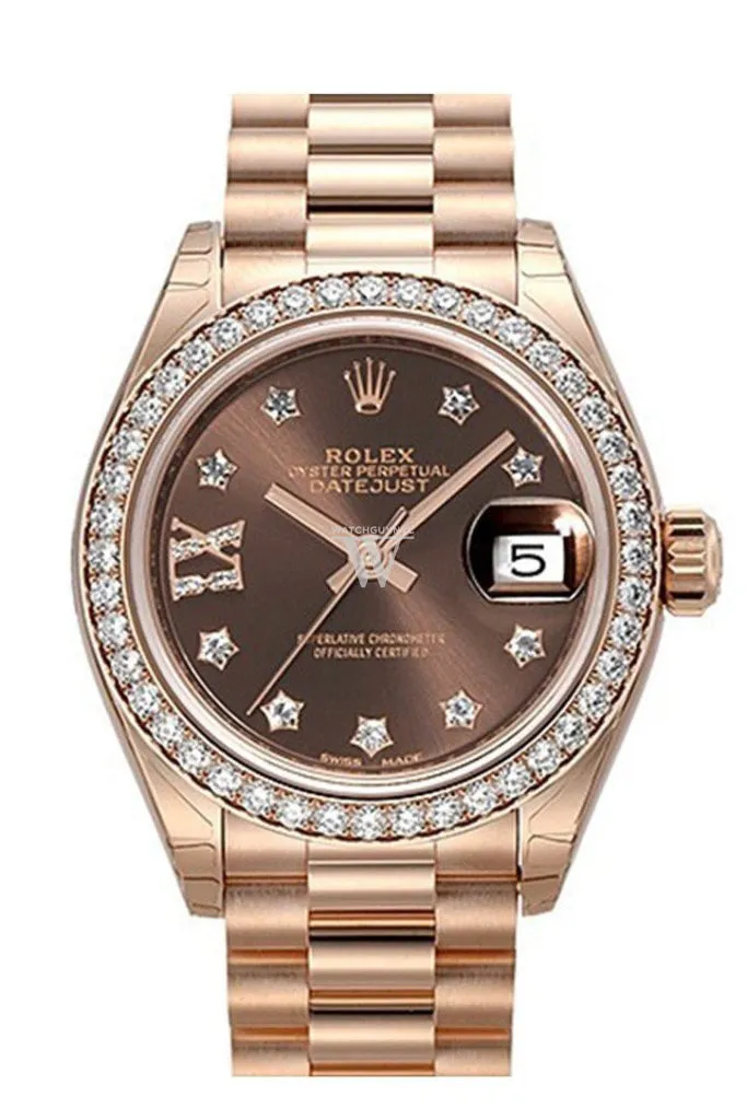 Rolex Lady-Datejust 28 Chocolate Dial 18K Rose Gold President Ladies Watch 279135RBR 279135