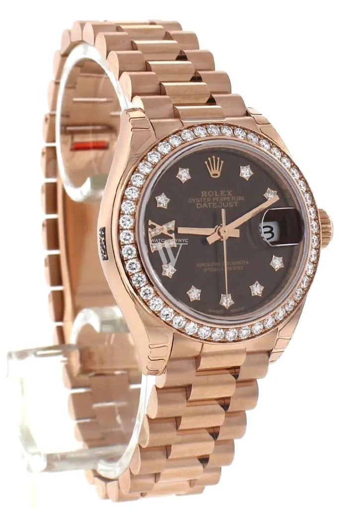 Rolex Lady-Datejust 28 Chocolate Dial 18K Rose Gold President Ladies Watch 279135RBR 279135