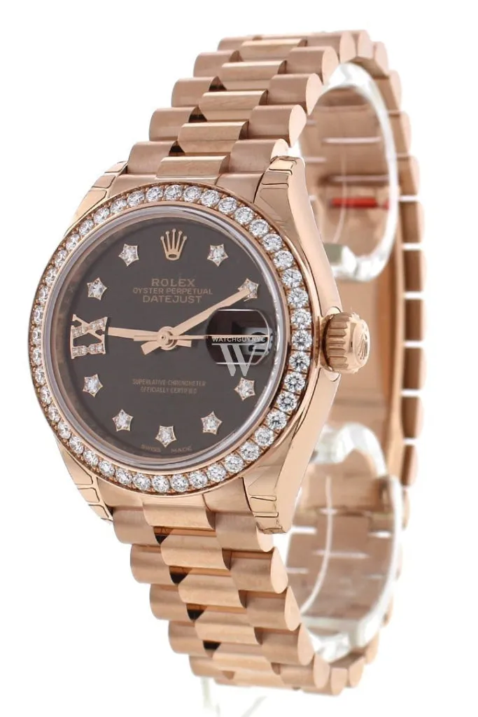 Rolex Lady-Datejust 28 Chocolate Dial 18K Rose Gold President Ladies Watch 279135RBR 279135