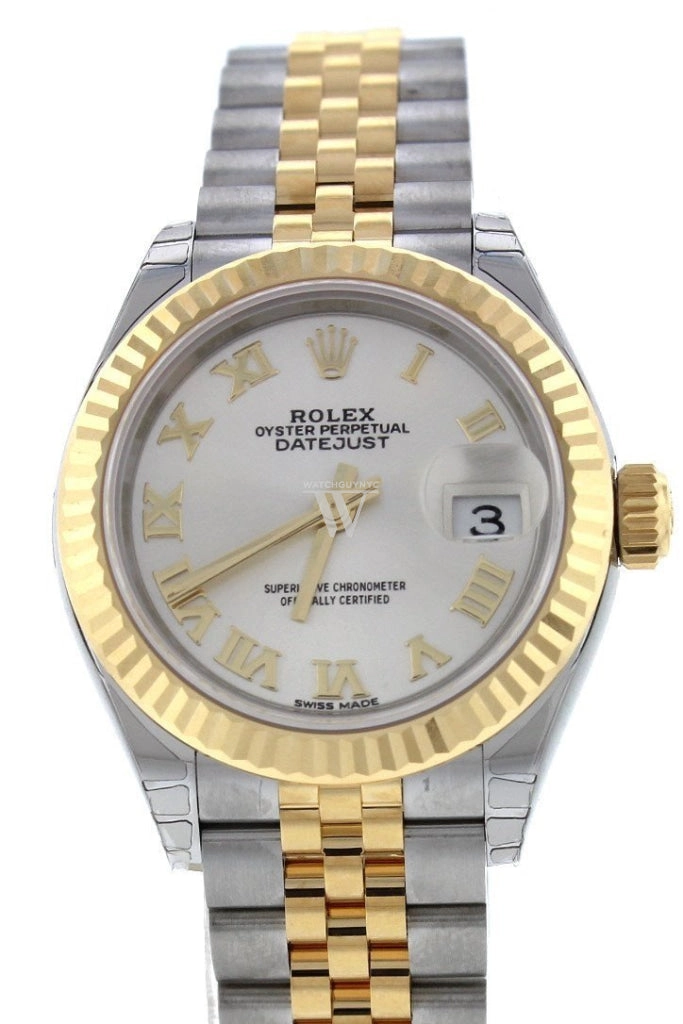 Rolex Lady Datejust 28 Silver Dial Steel and 18K Yellow Gold Jubilee Ladies Watch 279173 NP