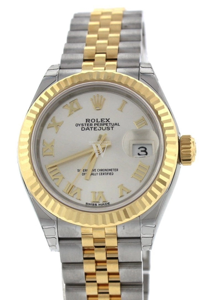 Rolex Lady Datejust 28 Silver Dial Steel and 18K Yellow Gold Jubilee Ladies Watch 279173 NP