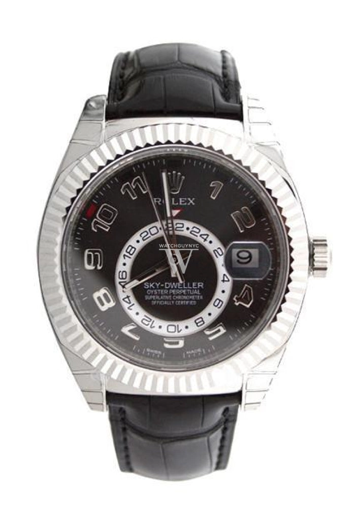 ROLEX Sky-Dweller 42 Black Arab Dial 18K White Gold Men's Watch 326139