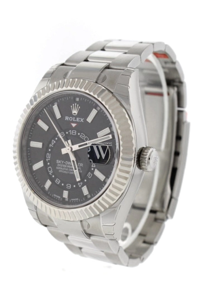 Rolex Sky Dweller Black Dial 18K White Gold Bezel Oyster Men's Watch 326934