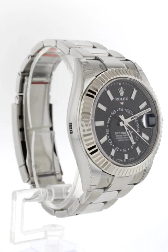 Rolex Sky Dweller Black Dial 18K White Gold Bezel Oyster Men's Watch 326934