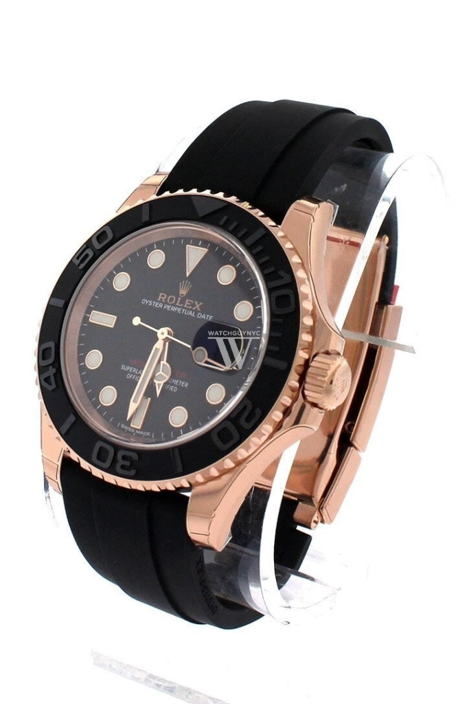 ROLEX YACHT-MASTER 40 Black Dial 18k Rose Gold Mens Watch 116655