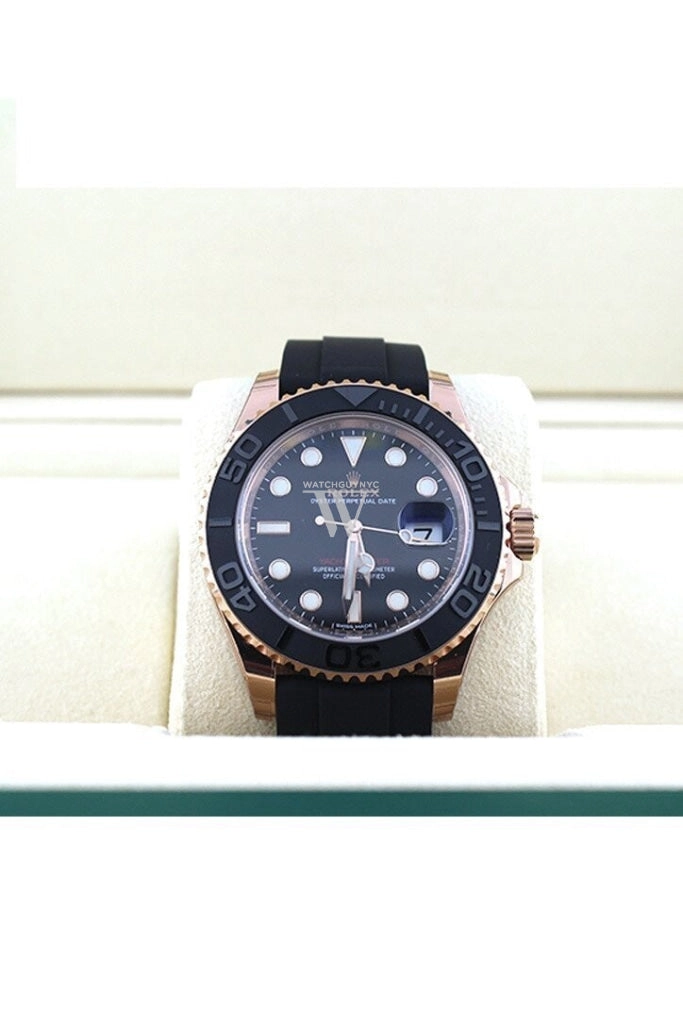 ROLEX YACHT-MASTER 40 Black Dial 18k Rose Gold Mens Watch 116655