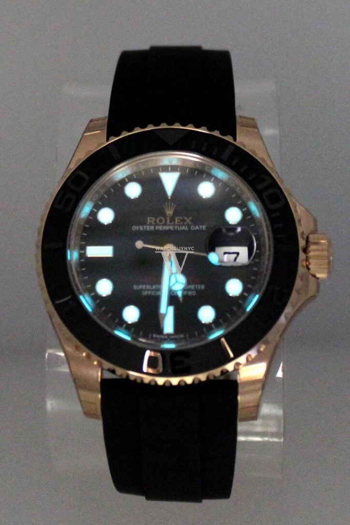 ROLEX YACHT-MASTER 40 Black Dial 18k Rose Gold Mens Watch 116655
