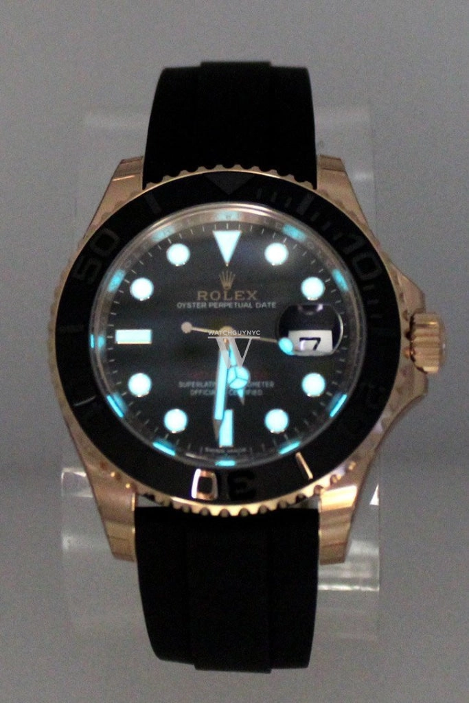 ROLEX YACHT-MASTER 40 Black Dial 18k Rose Gold Mens Watch 116655