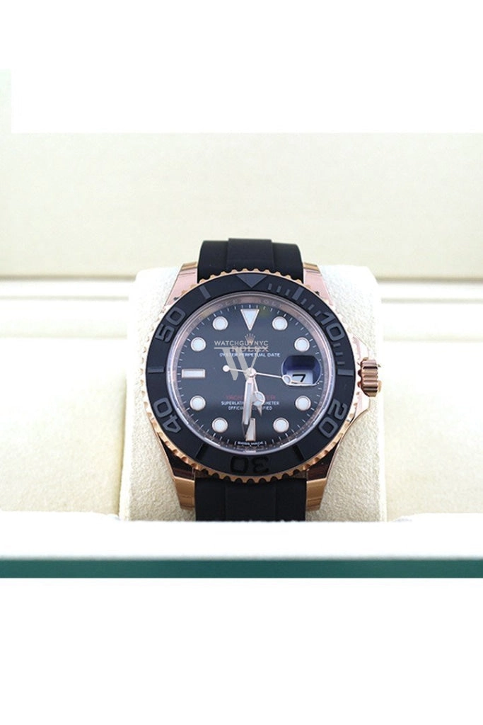 ROLEX YACHT-MASTER 40 Black Dial 18k Rose Gold Mens Watch 116655
