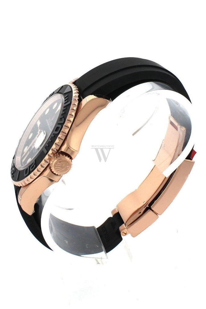 ROLEX YACHT-MASTER 40 Black Dial 18k Rose Gold Mens Watch 116655