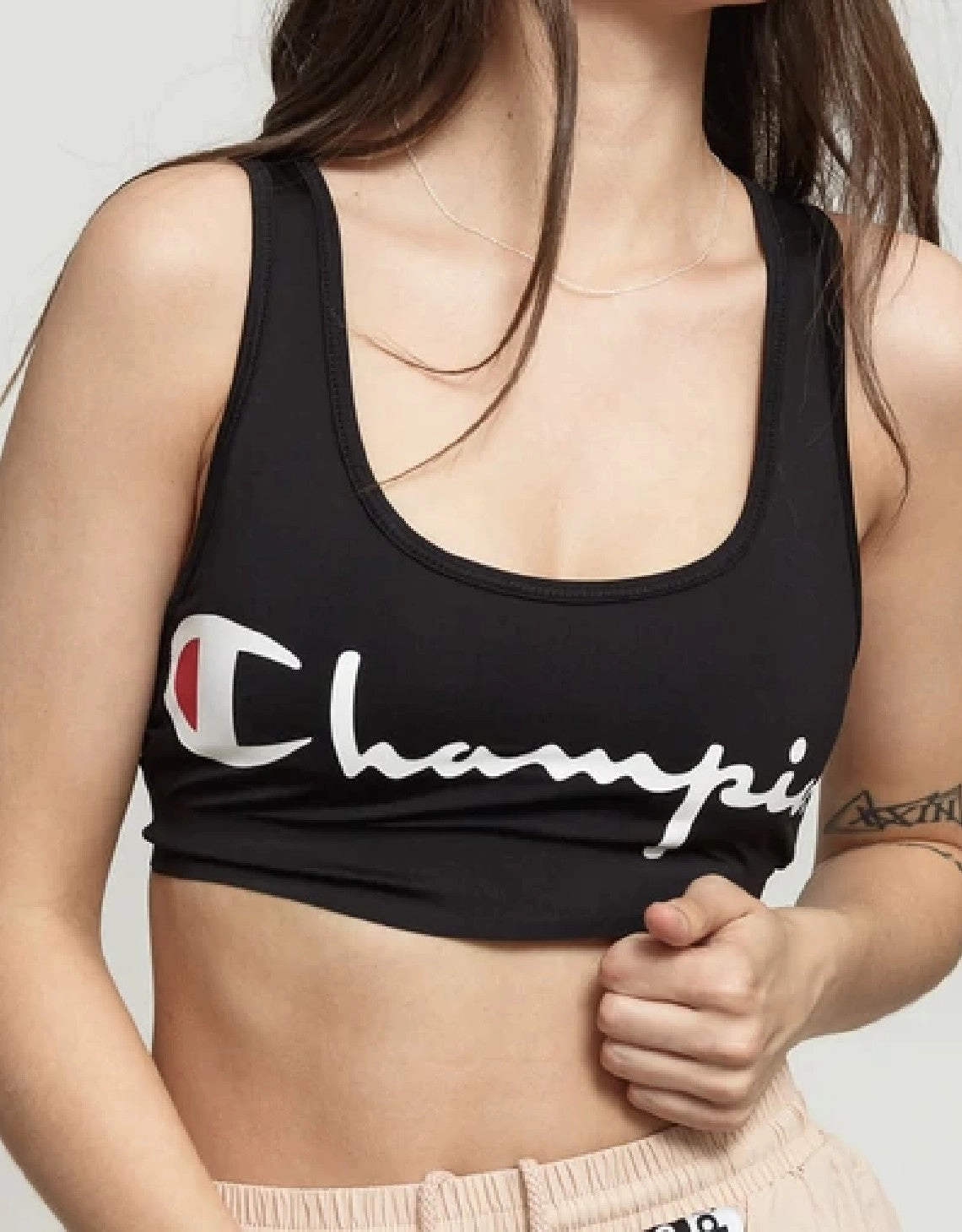SCRIPT LOGO V BACK SPORTS BRA BLACK