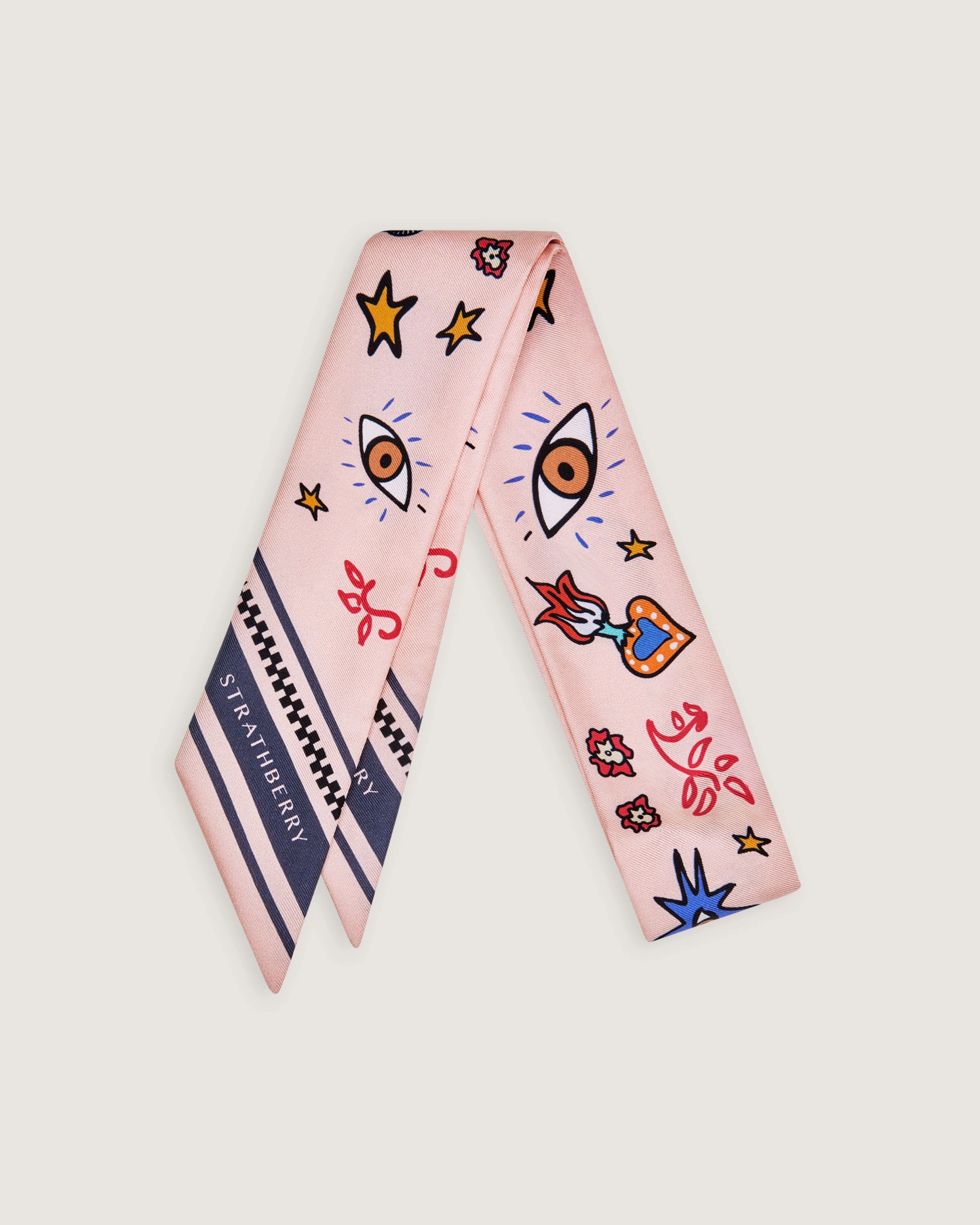Silk Skinny Scarf - Pink Pop Art Print