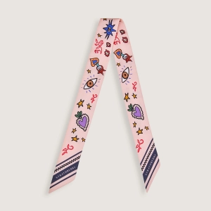 Silk Skinny Scarf - Pink Pop Art Print