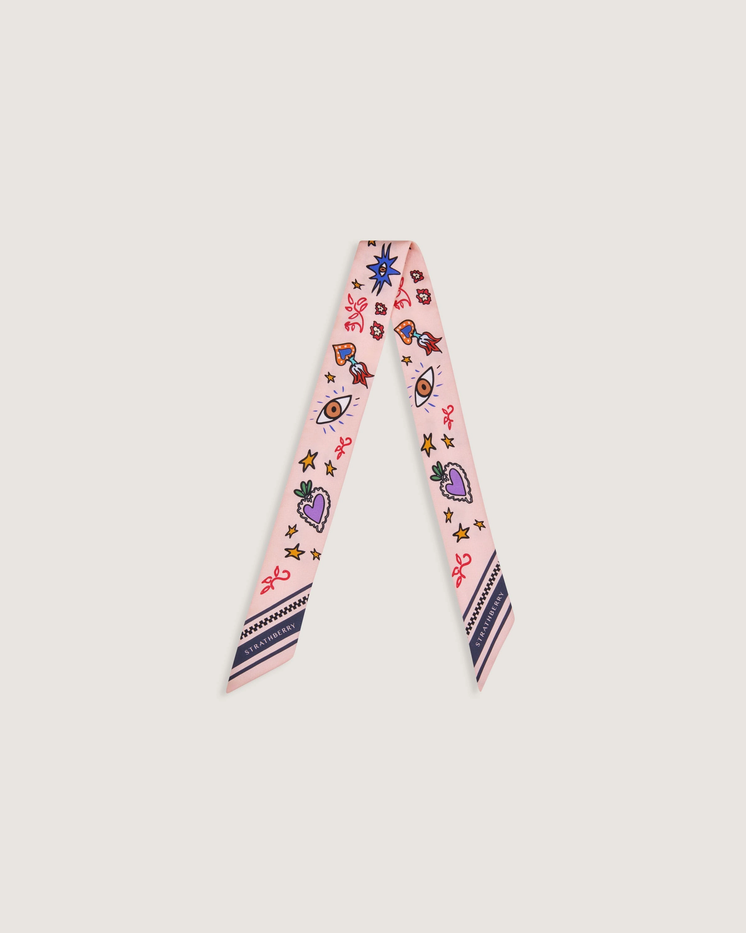 Silk Skinny Scarf - Pink Pop Art Print