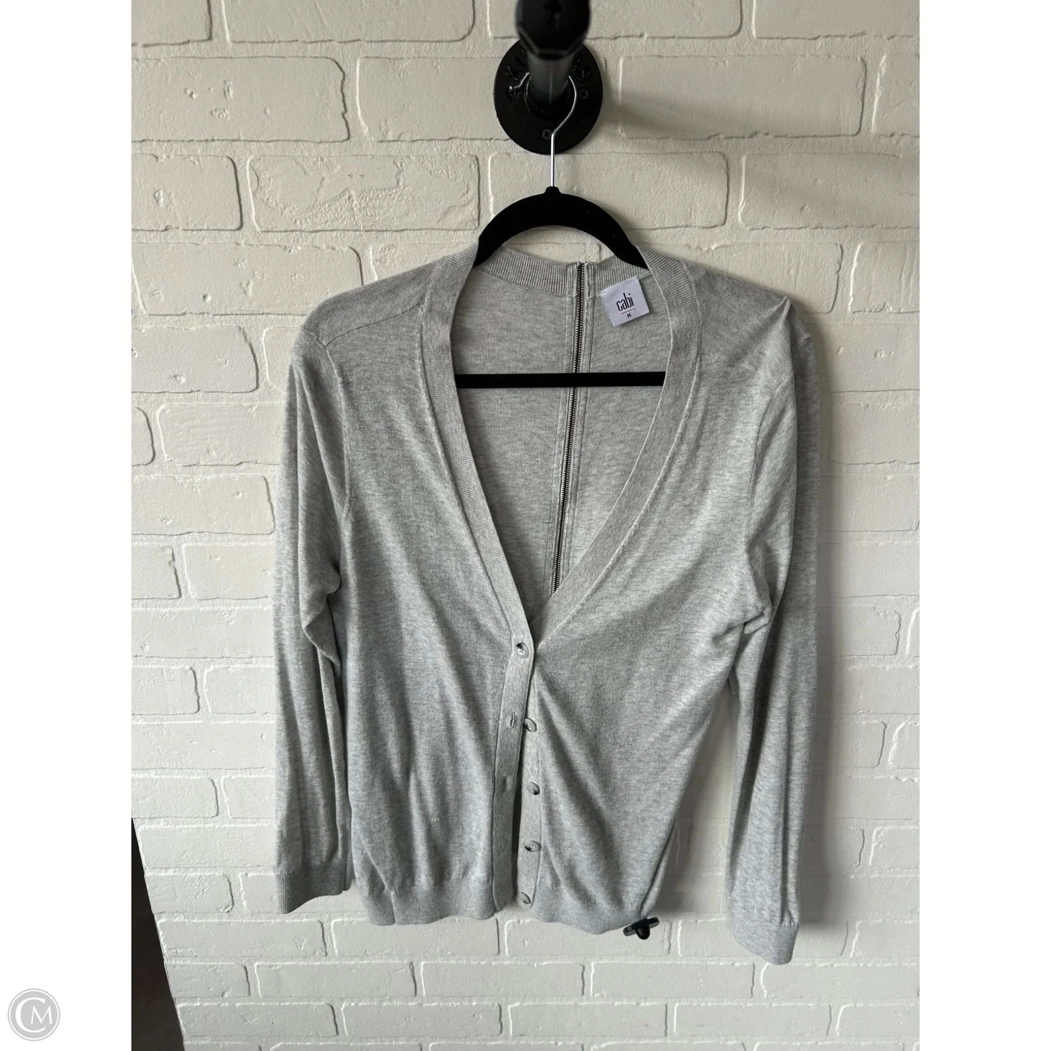 Sweater Cardigan By Cabi In Grey, Size: M