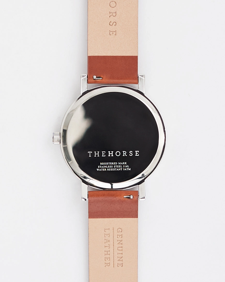 The Original: Polished Steel / White Face / Tan Leather