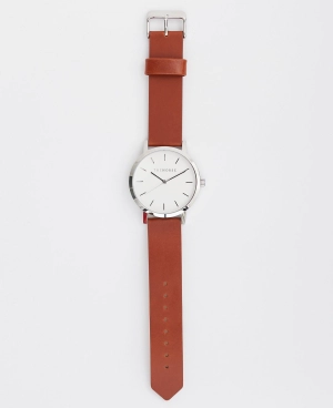 The Original: Polished Steel / White Face / Tan Leather