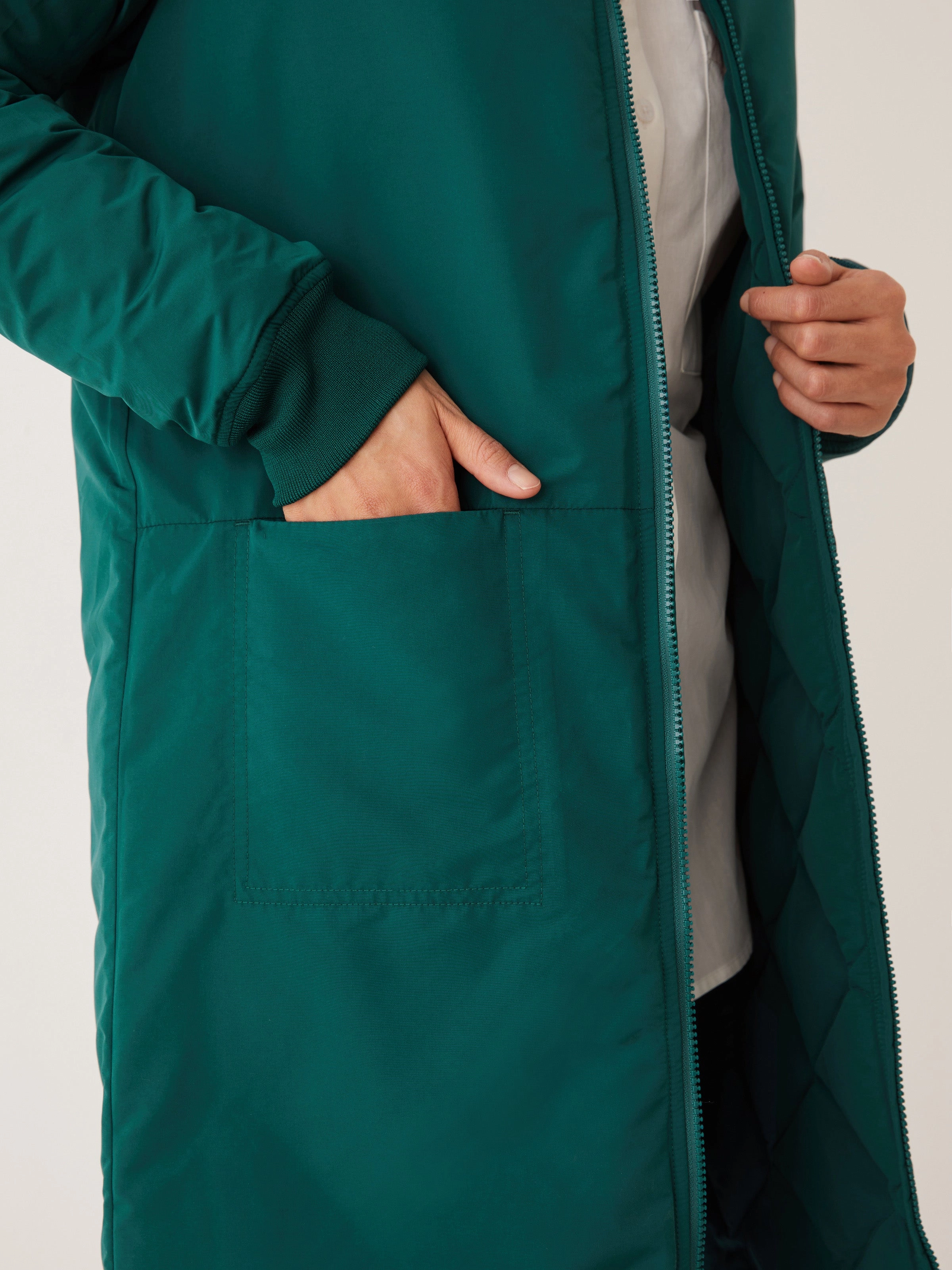 The Skyline Reversible Maxi Bomber in Deep Teal