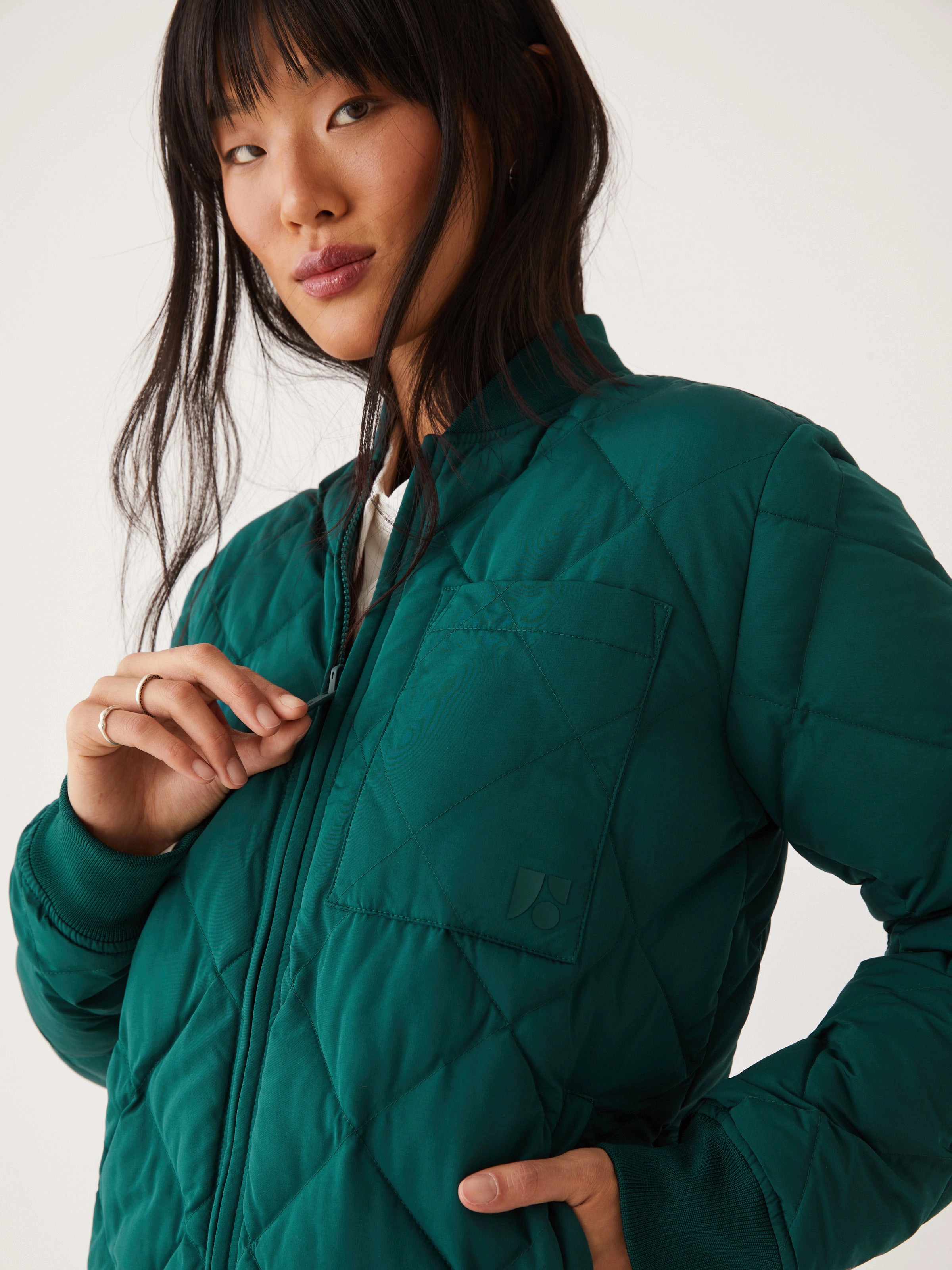 The Skyline Reversible Maxi Bomber in Deep Teal