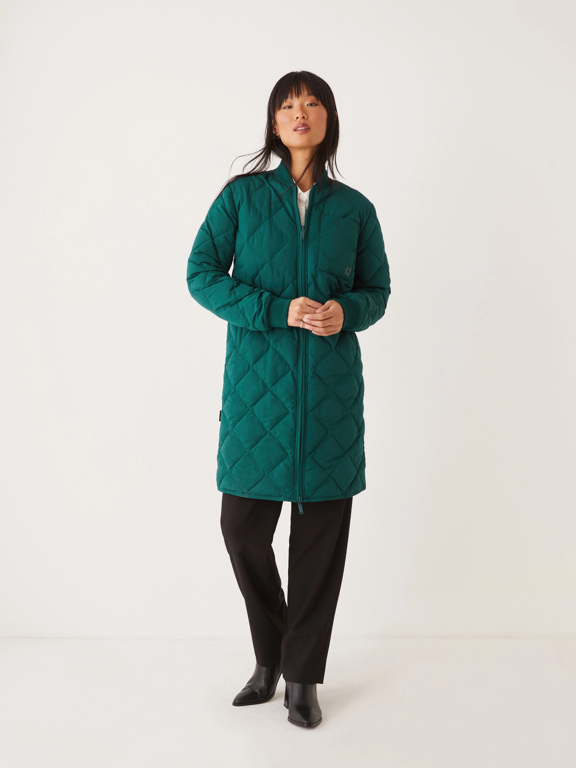 The Skyline Reversible Maxi Bomber in Deep Teal