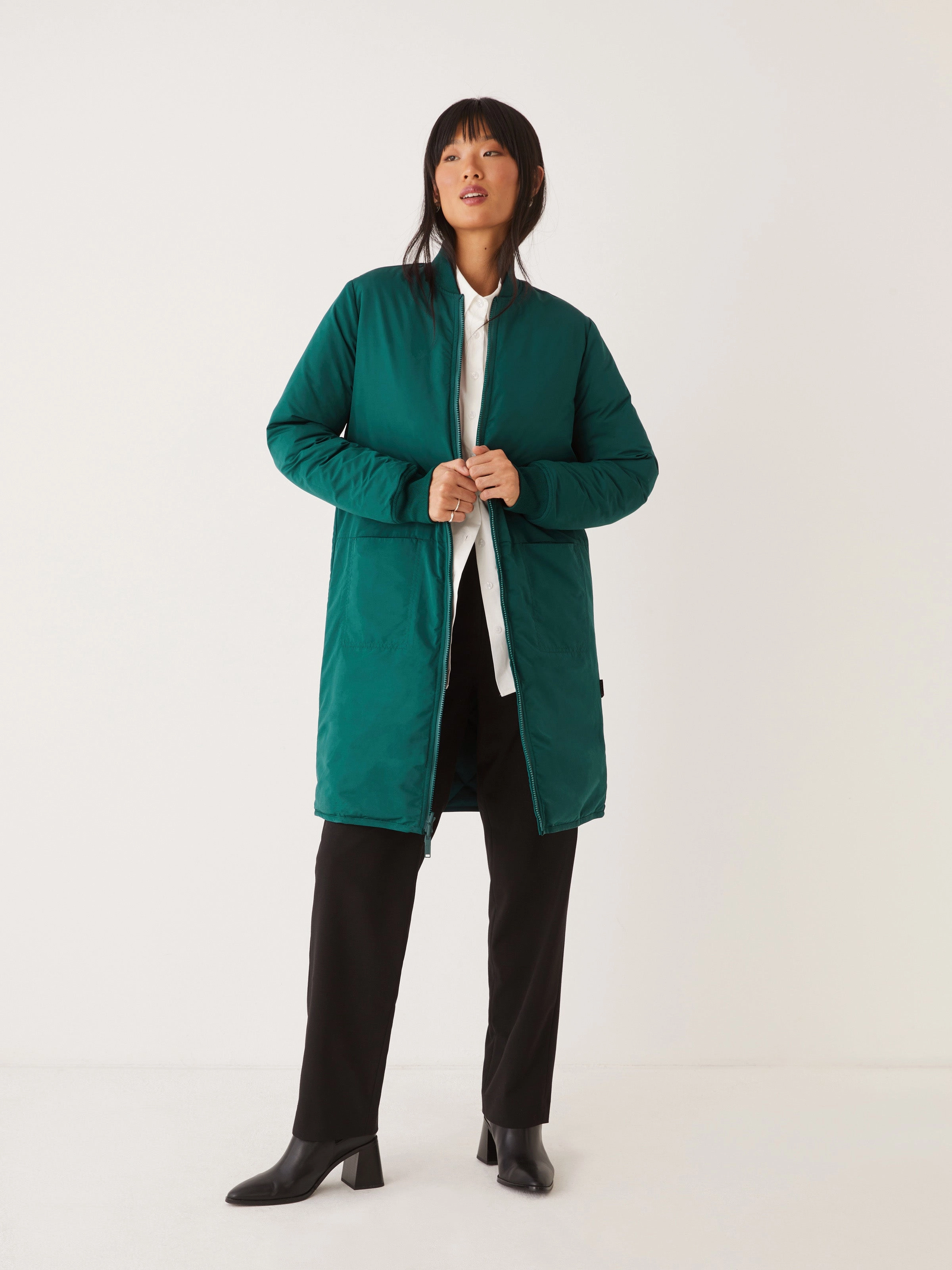 The Skyline Reversible Maxi Bomber in Deep Teal