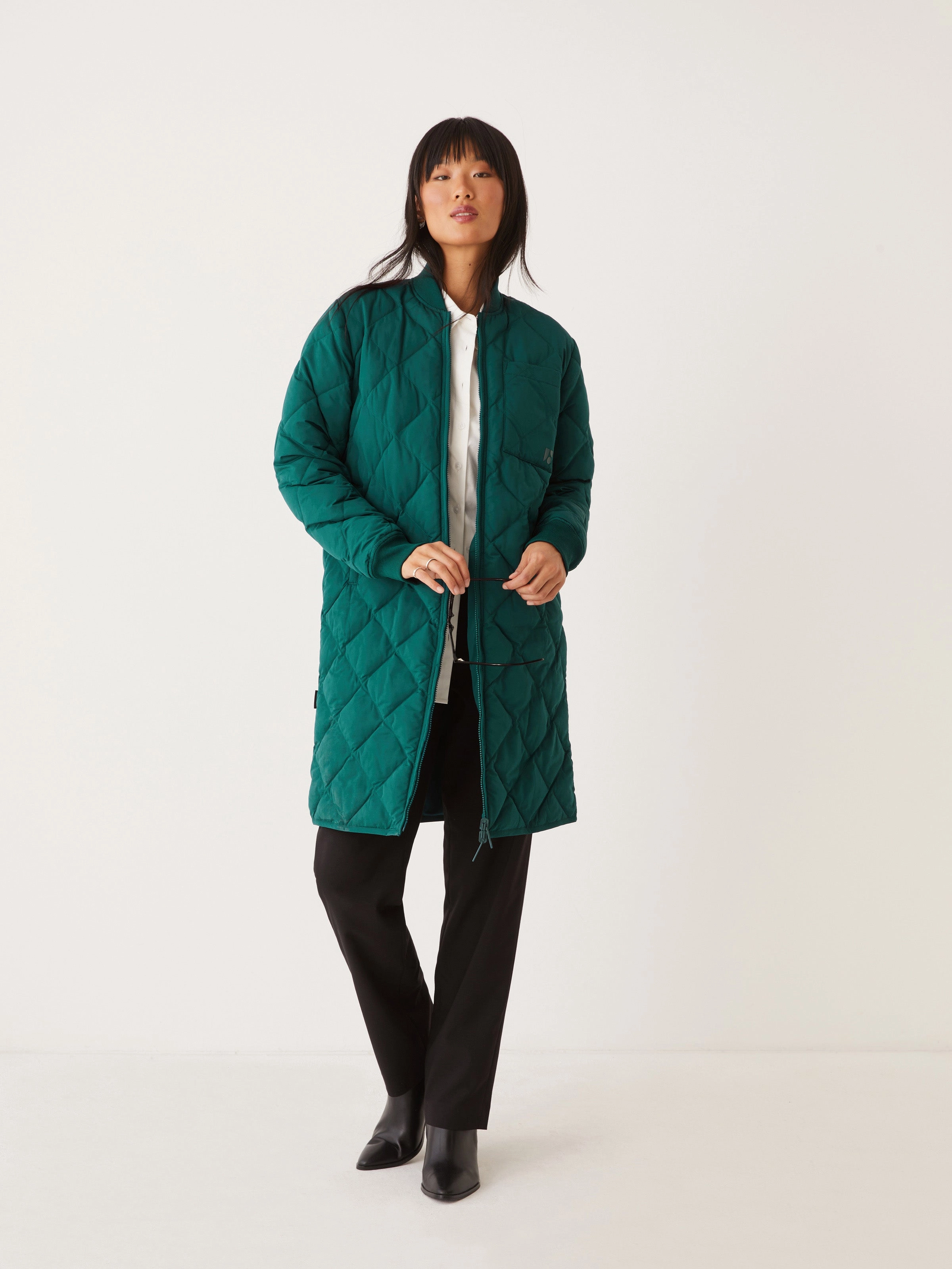 The Skyline Reversible Maxi Bomber in Deep Teal