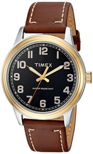 Timex Men's TW2R22900 New England Brown/Gold Leather Strap Watch