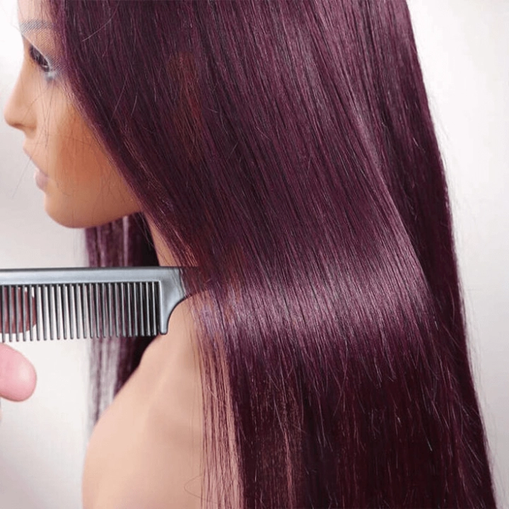 Tuneful Glueless Dark Purple Color 13x6 6x5 Lace Frontal Closure Human Hair Wigs