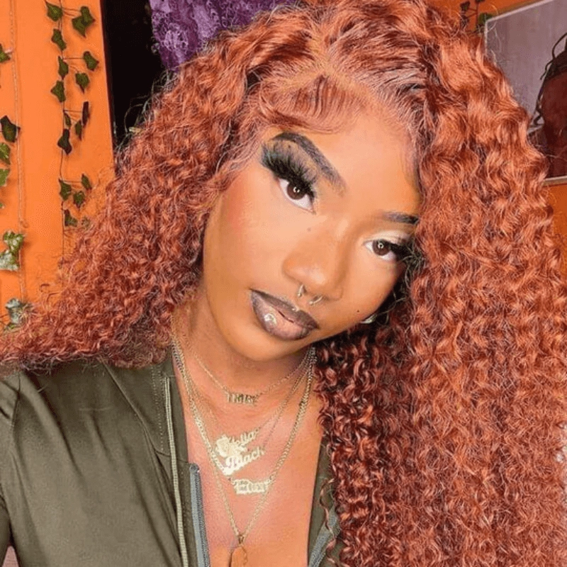 Tuneful Glueless Ginger Color 13x6 5x5 6x5 Lace Front Closure Human Hair Curly Wigs