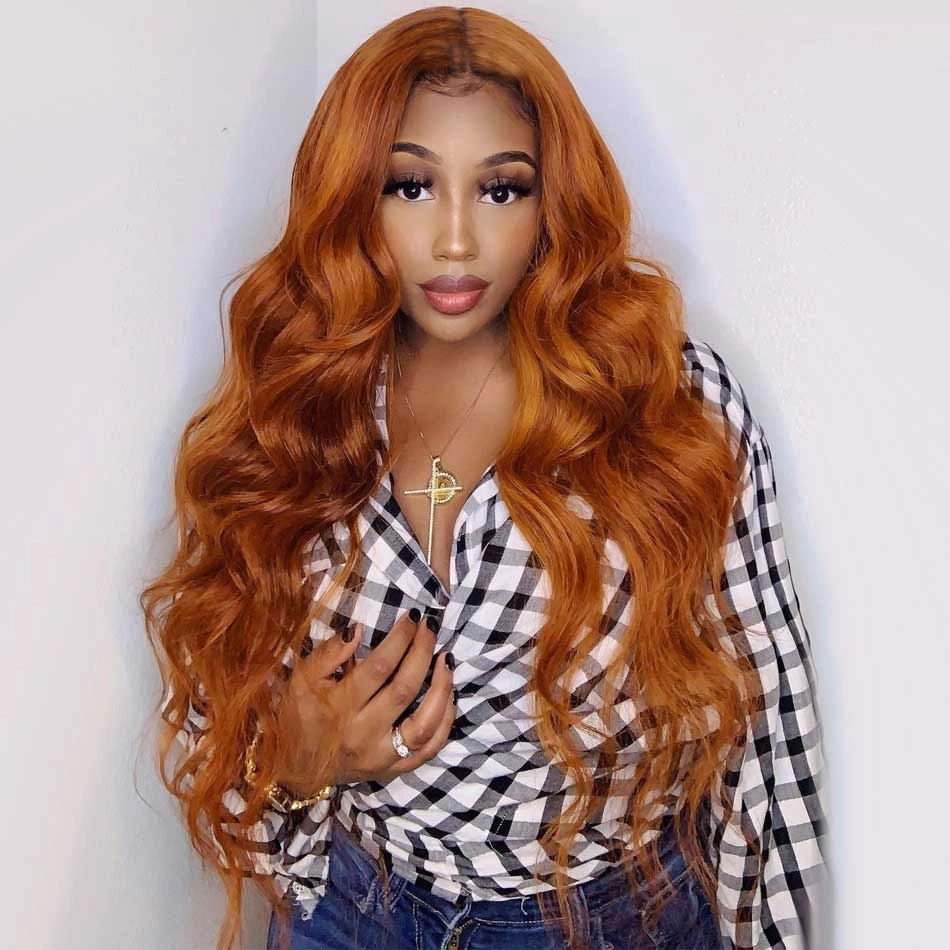 Tuneful Glueless Ginger Orange Color 13x6 5x5 6x5 Lace Front Closure Human Hair Wigs Body Wave Wigs 180% Density  Ashley Bedeck Recommend