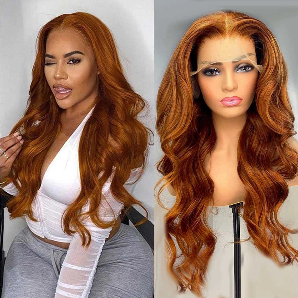 Tuneful Glueless Ginger Orange Color 13x6 5x5 6x5 Lace Front Closure Human Hair Wigs Body Wave Wigs 180% Density  Ashley Bedeck Recommend