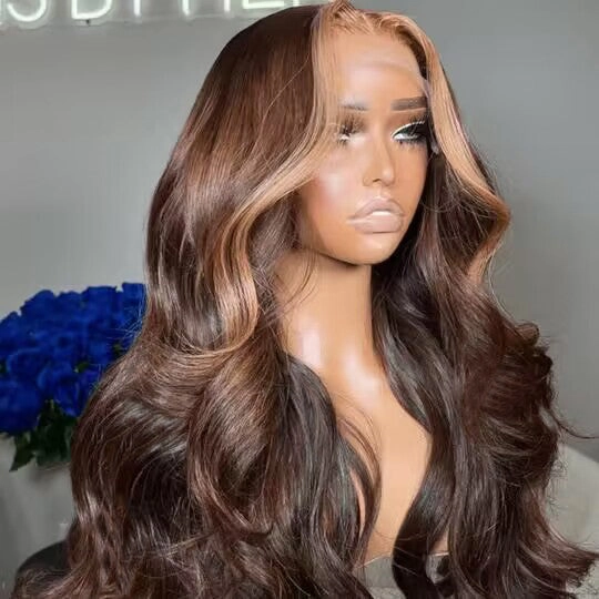 Tuneful Glueless Highlight Brown Wigs 13x6 5x5 6x5 Lace Front closure Human Hair Wigs 180% Density