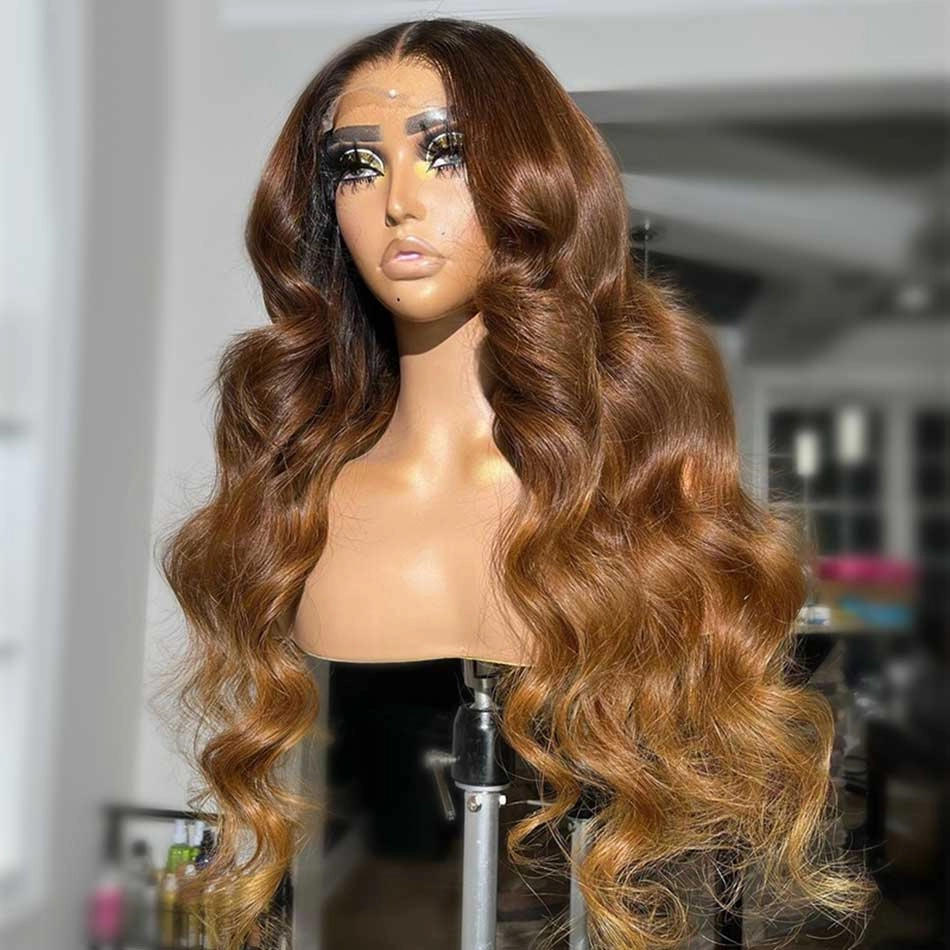 Tuneful Glueless Ombre Brown Body Wave 13x6 5x5 6x5 Lace Front Closure Human Hair Wigs