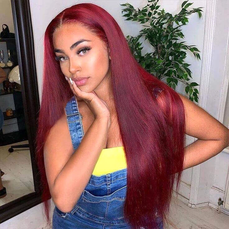 Tuneful Super Deal 99j Burgundy Color 4x6 Ready Go 13x6 Lace Front Human Hair Wigs Straight Wigs queenleora Recommend