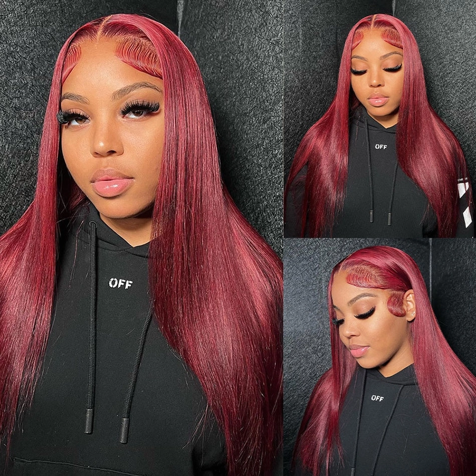 Tuneful Super Deal 99j Burgundy Color 4x6 Ready Go 13x6 Lace Front Human Hair Wigs Straight Wigs queenleora Recommend
