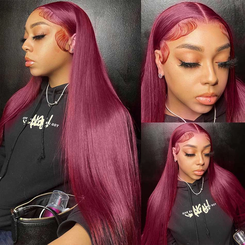 Tuneful Super Deal 99j Burgundy Color 4x6 Ready Go 13x6 Lace Front Human Hair Wigs Straight Wigs queenleora Recommend