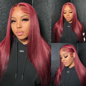 Tuneful Super Deal 99j Burgundy Color 4x6 Ready Go 13x6 Lace Front Human Hair Wigs Straight Wigs queenleora Recommend