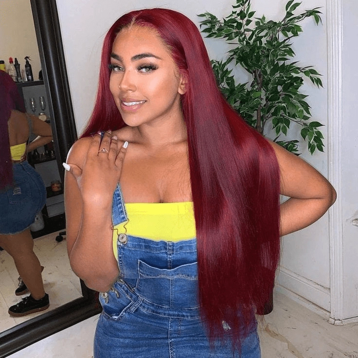 Tuneful Super Deal 99j Burgundy Color 4x6 Ready Go 13x6 Lace Front Human Hair Wigs Straight Wigs queenleora Recommend