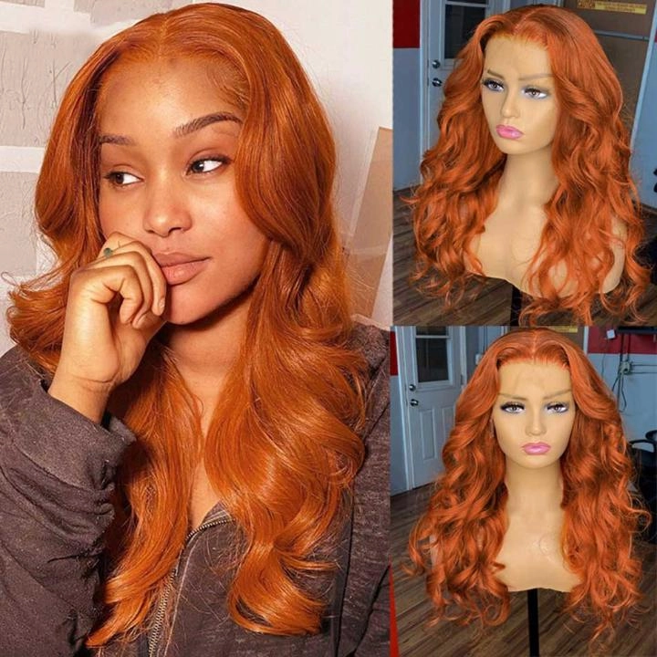 Tuneful Super Deal Orange Ginger Colored 13x6 Lace Frontal 10A Virgin Human Hair Wigs