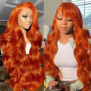 Tuneful Super Deal Orange Ginger Colored 13x6 Lace Frontal 10A Virgin Human Hair Wigs