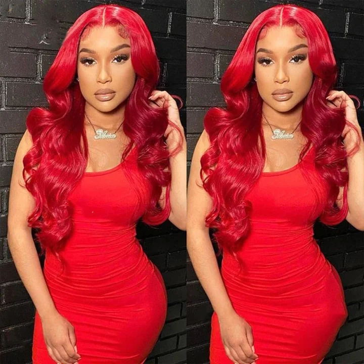 Tuneful Super Deal Red Colored 13x6 Lace Frontal 10A Virgin Human Hair Wigs