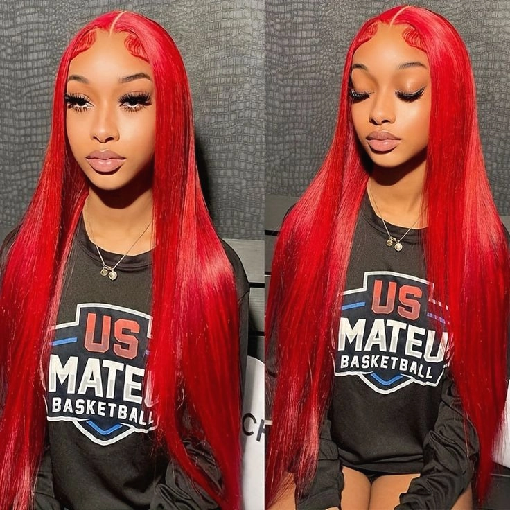 Tuneful Super Deal Red Colored 13x6 Lace Frontal 10A Virgin Human Hair Wigs