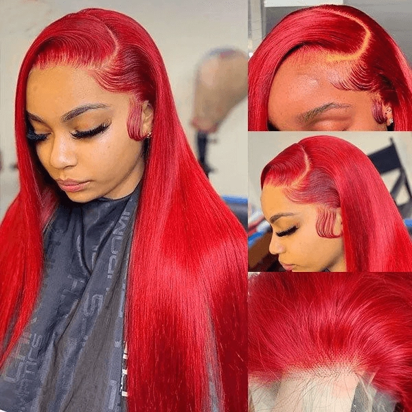 Tuneful Super Deal Red Colored 13x6 Lace Frontal 10A Virgin Human Hair Wigs