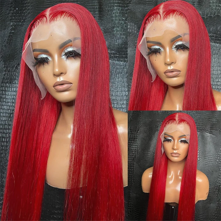 Tuneful Super Deal Red Colored 13x6 Lace Frontal 10A Virgin Human Hair Wigs