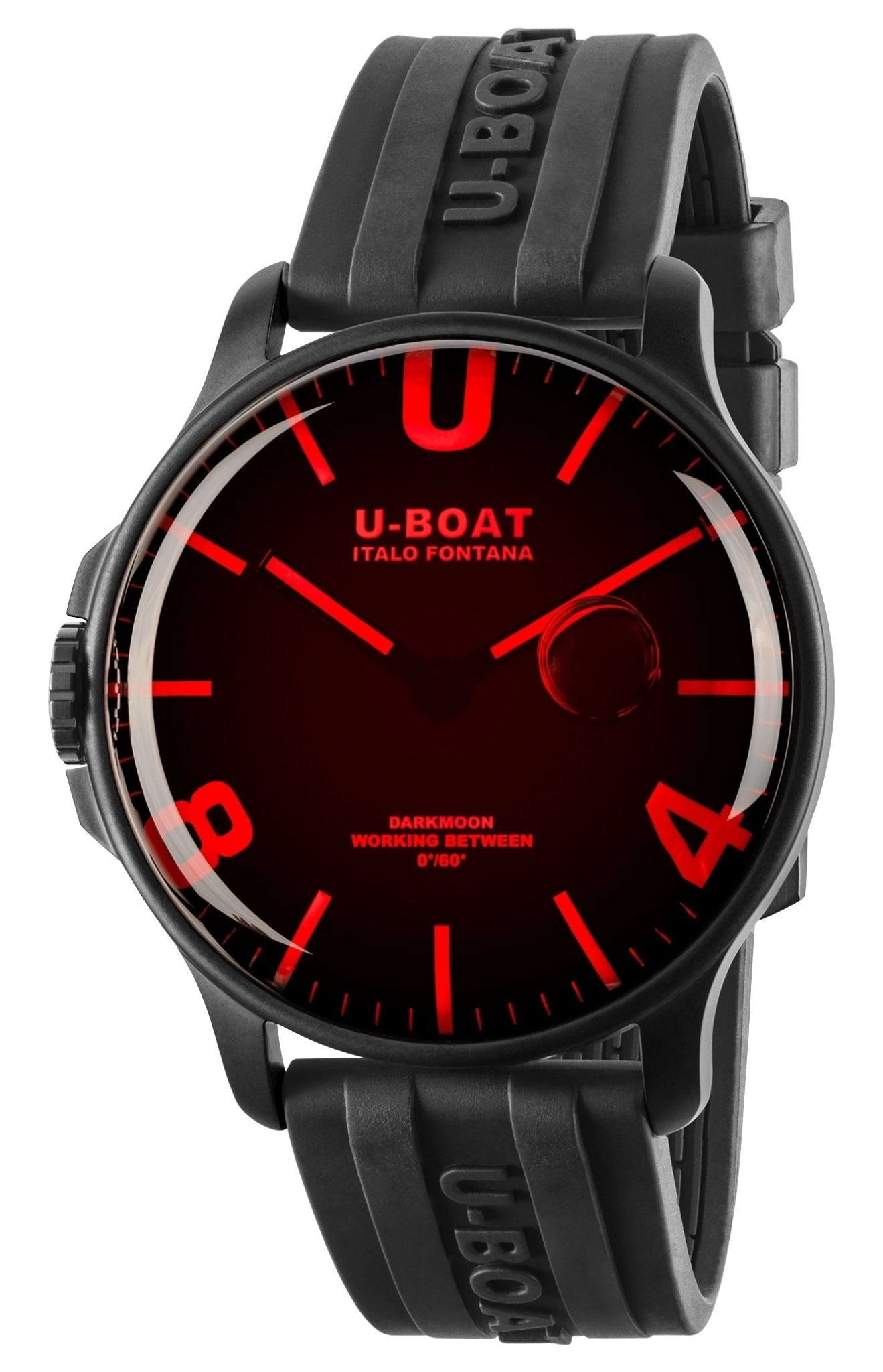 U-Boat Darkmoon Black PVD Black Dial Black Rubber Strap Quartz Mens Watch 8466